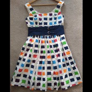 eShakti Sleeveless fit and flare dress with cotton belt